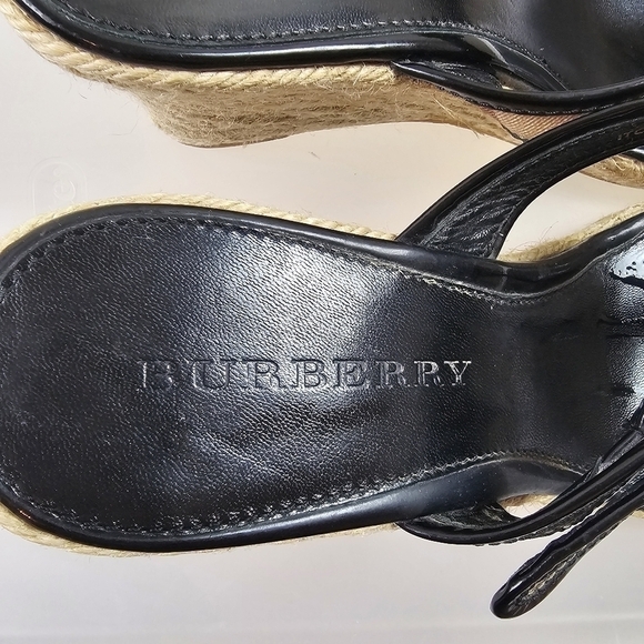 Burberry Black Patent Nova Check Espadrilles Wedge Sandals in 40 (10) - Picture 8 of 11